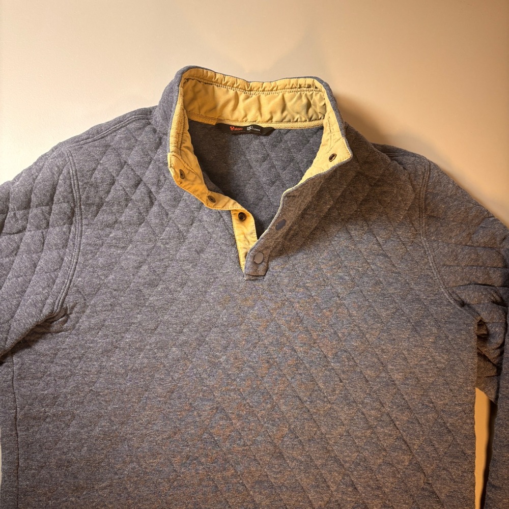 Stoic Quilted Snap‎ Pullover Jacket Mens Large Gray Insulated Outdoor Casual
